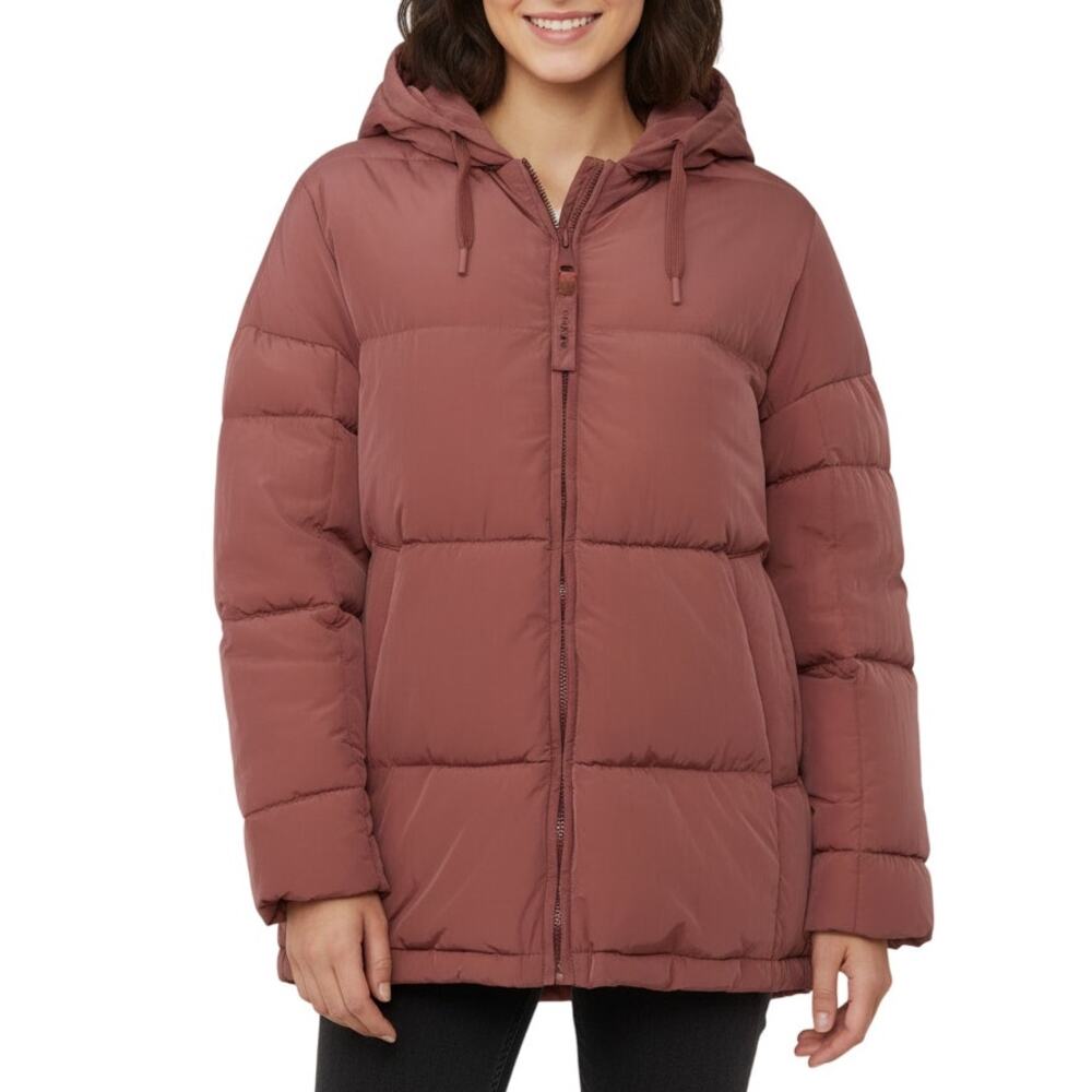 Oof Wear Quilted Puffer Jacket Coat Women’s Size 38 Pink Hooded Full Zip